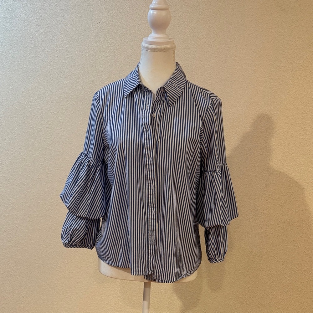 Elegant Blue Striped Button Down Shirt